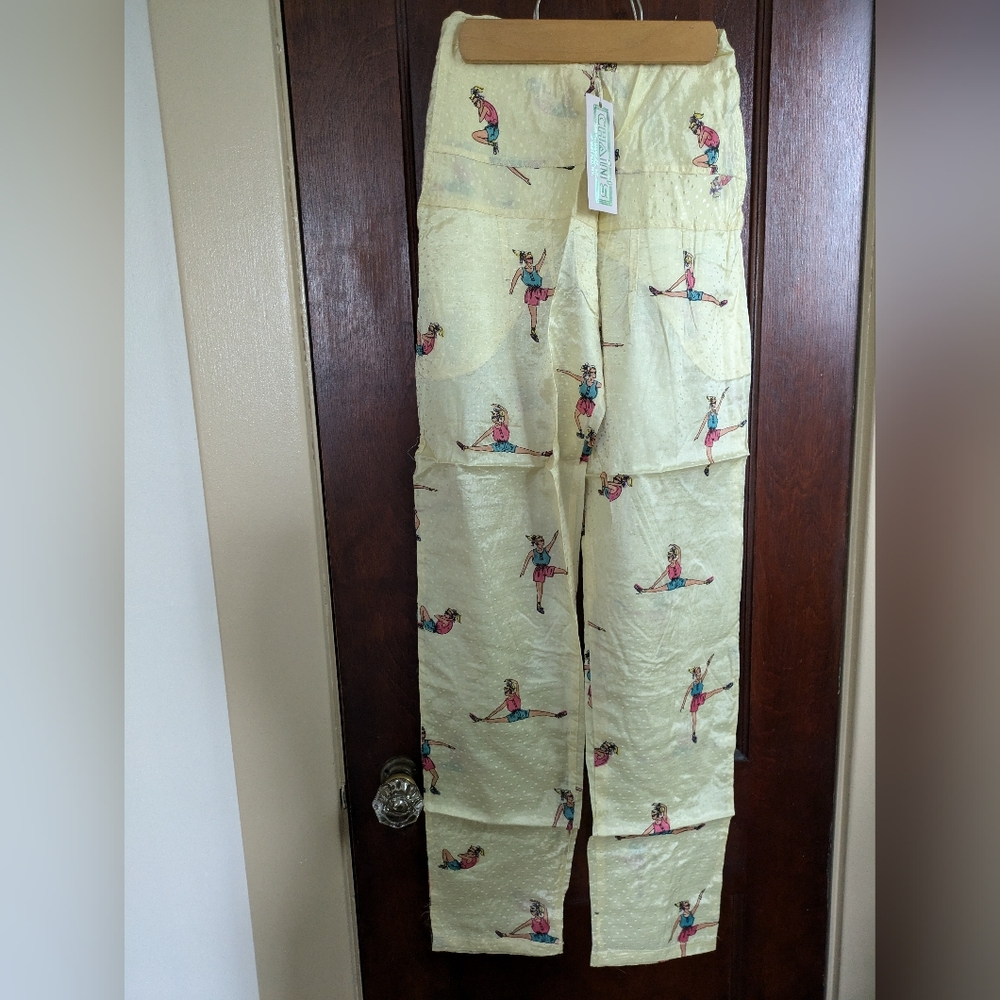 Vintage Yellow Dance Patterned Light Weight Pants